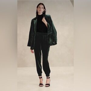 NWT Banana Republic Lilie Velvet Black Jogger Size Large.